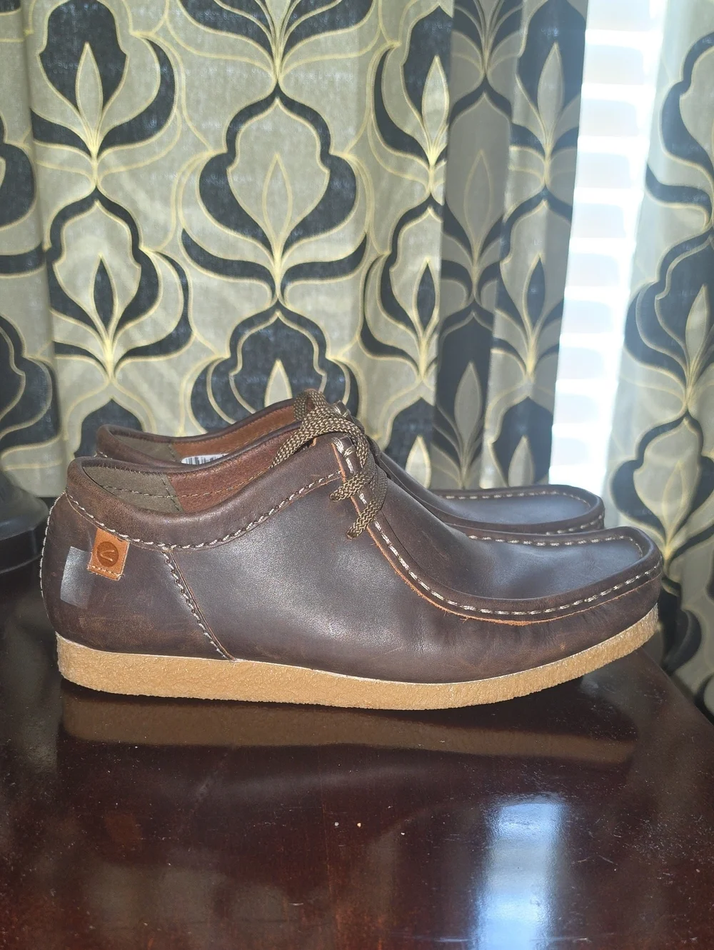 Clarks Brown Leather Chukka Moc Boots Size 9.5 Mens